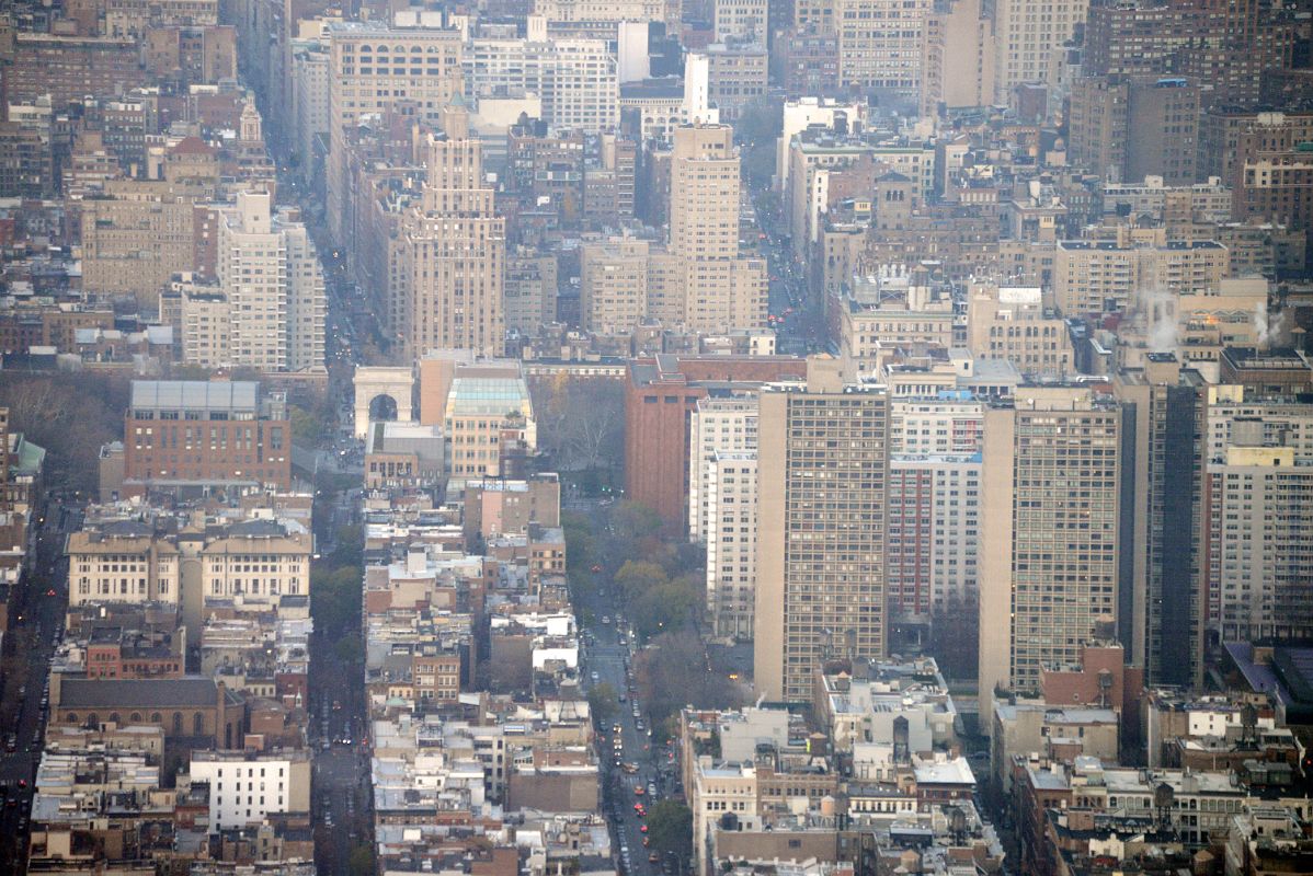 21B Washington Arch, Washington Square Park, NYU, One Fifth Avenue Close Up From One World Trade Center Observatory Late Afternoon